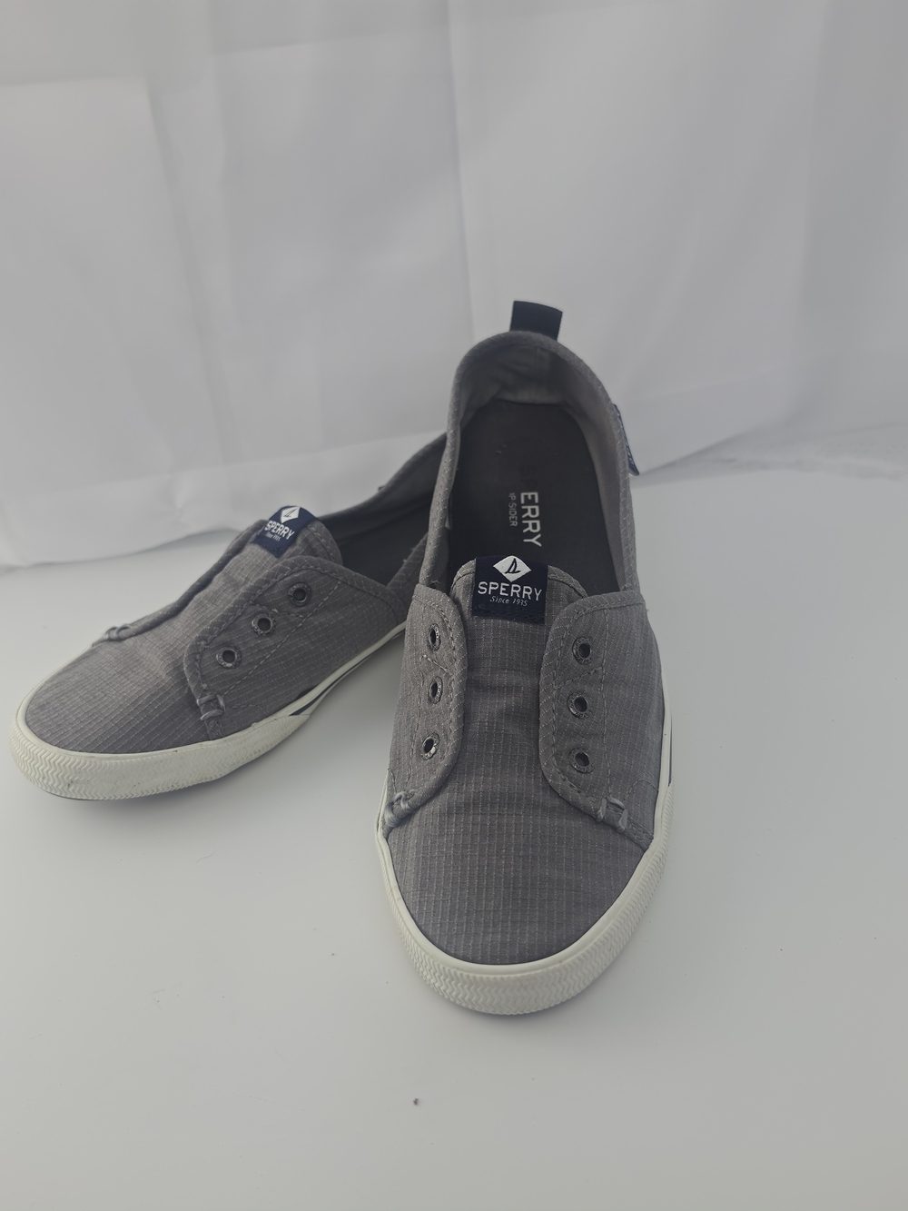Sperry Womens Lounge Warf 9.5 Slip-On Canvas Sneakers Gray Flat Sneakers